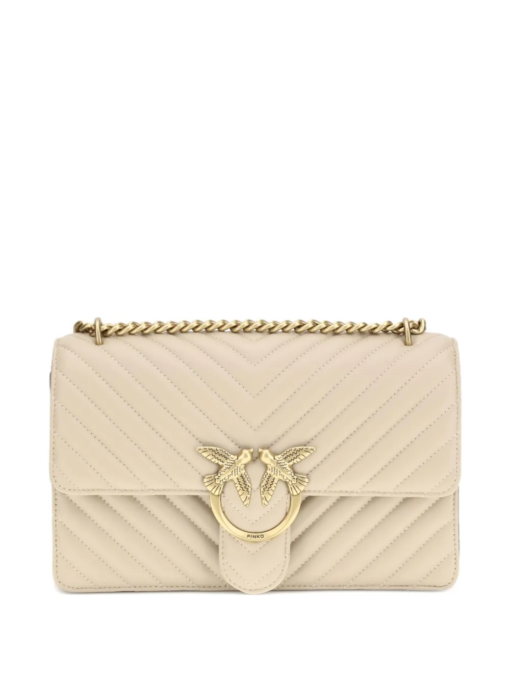 PINKO medium Love One chevron-quilted shoulder bag - Toni neutri
