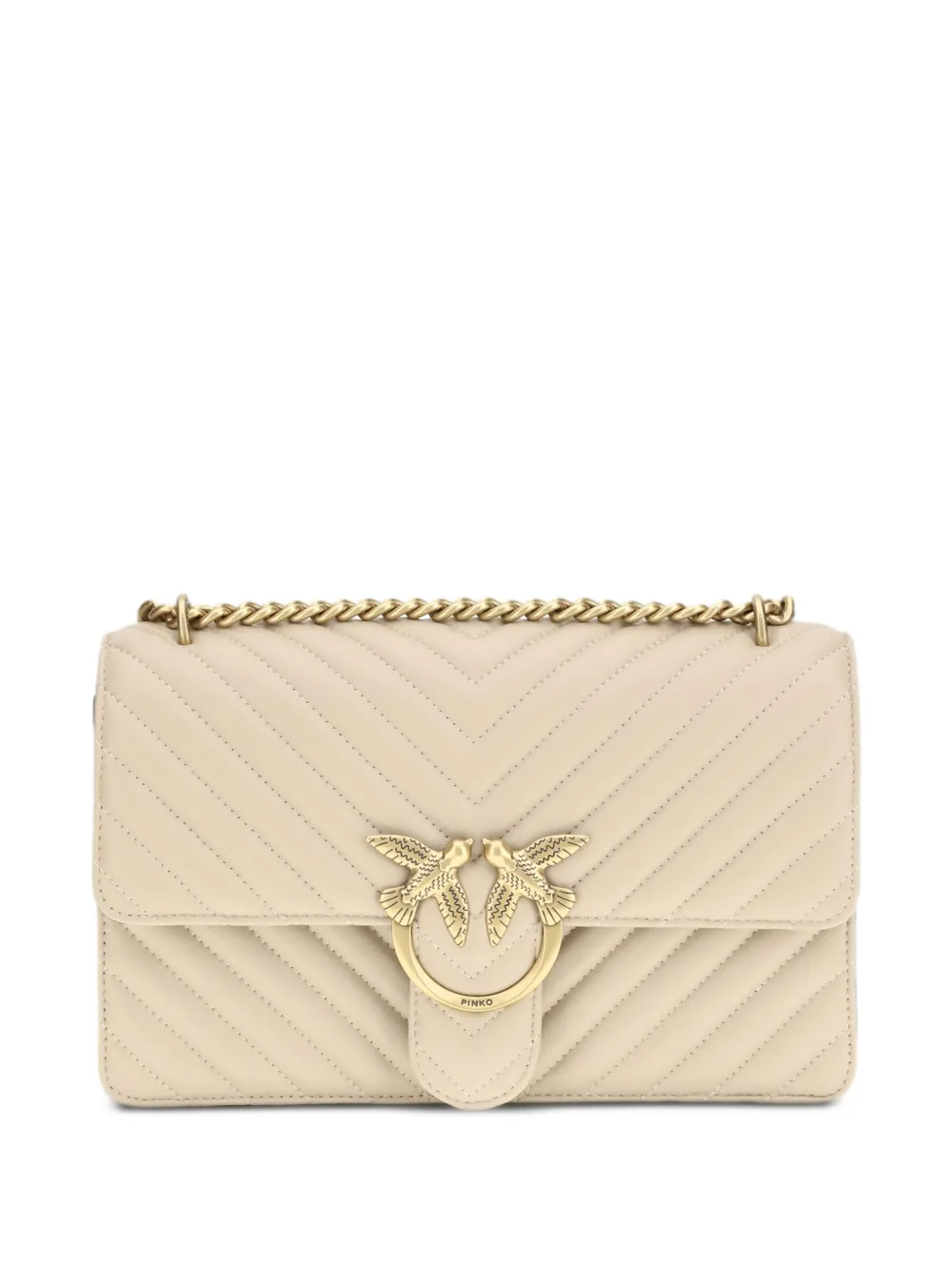 PINKO medium Love One chevron-quilted shoulder bag - Toni neutri