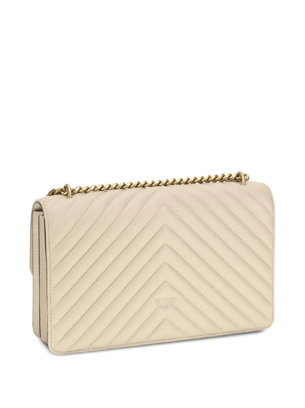 PINKO Medium Love One gewatteerde schoudertas met chevron-streep Beige