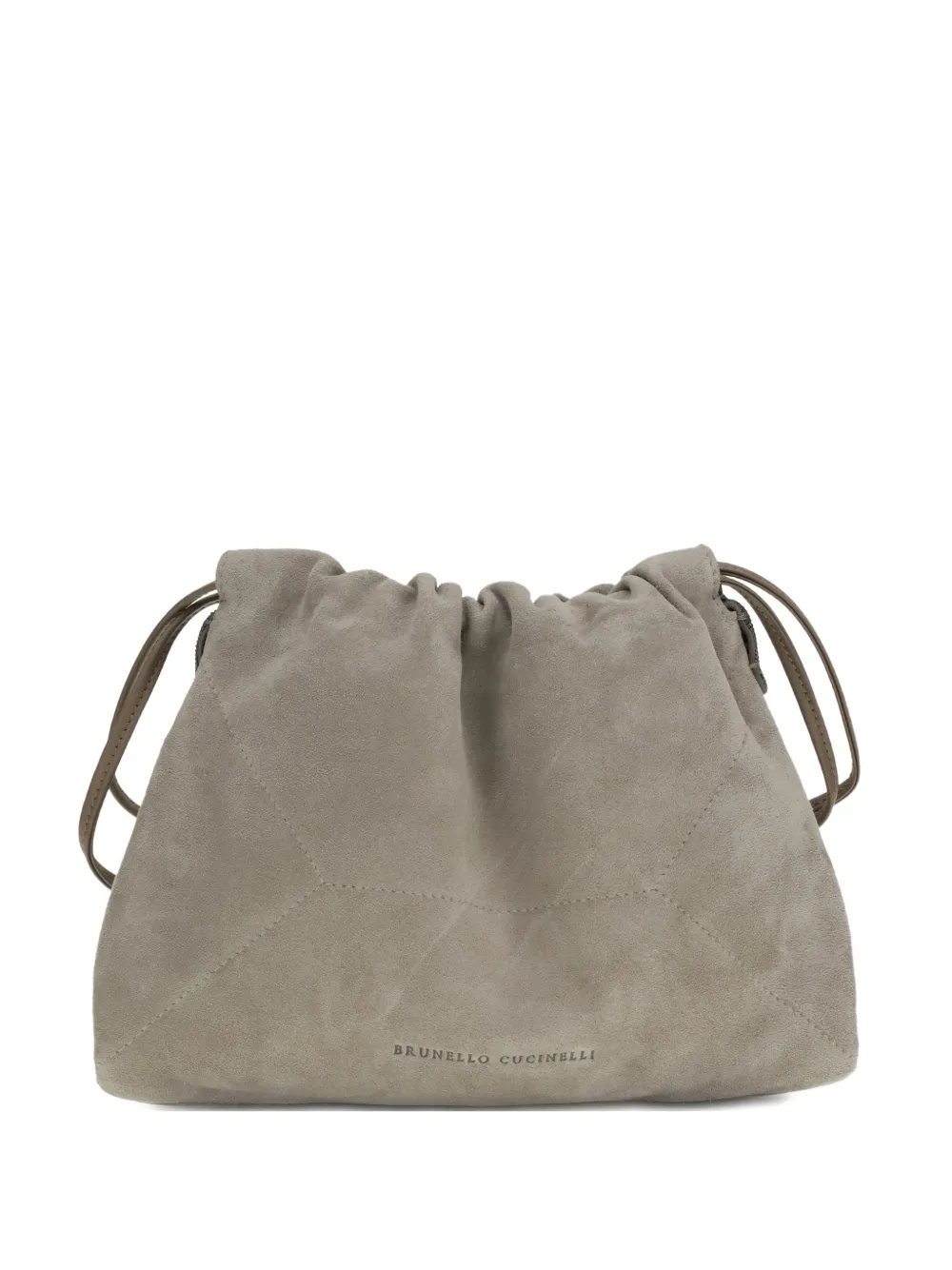 Brunello Cucinelli drawstring suede shoulder bag - Grigio