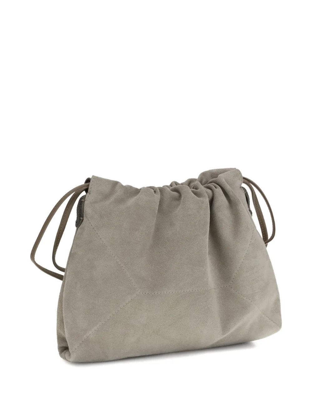 Brunello Cucinelli drawstring suede shoulder bag - Grijs