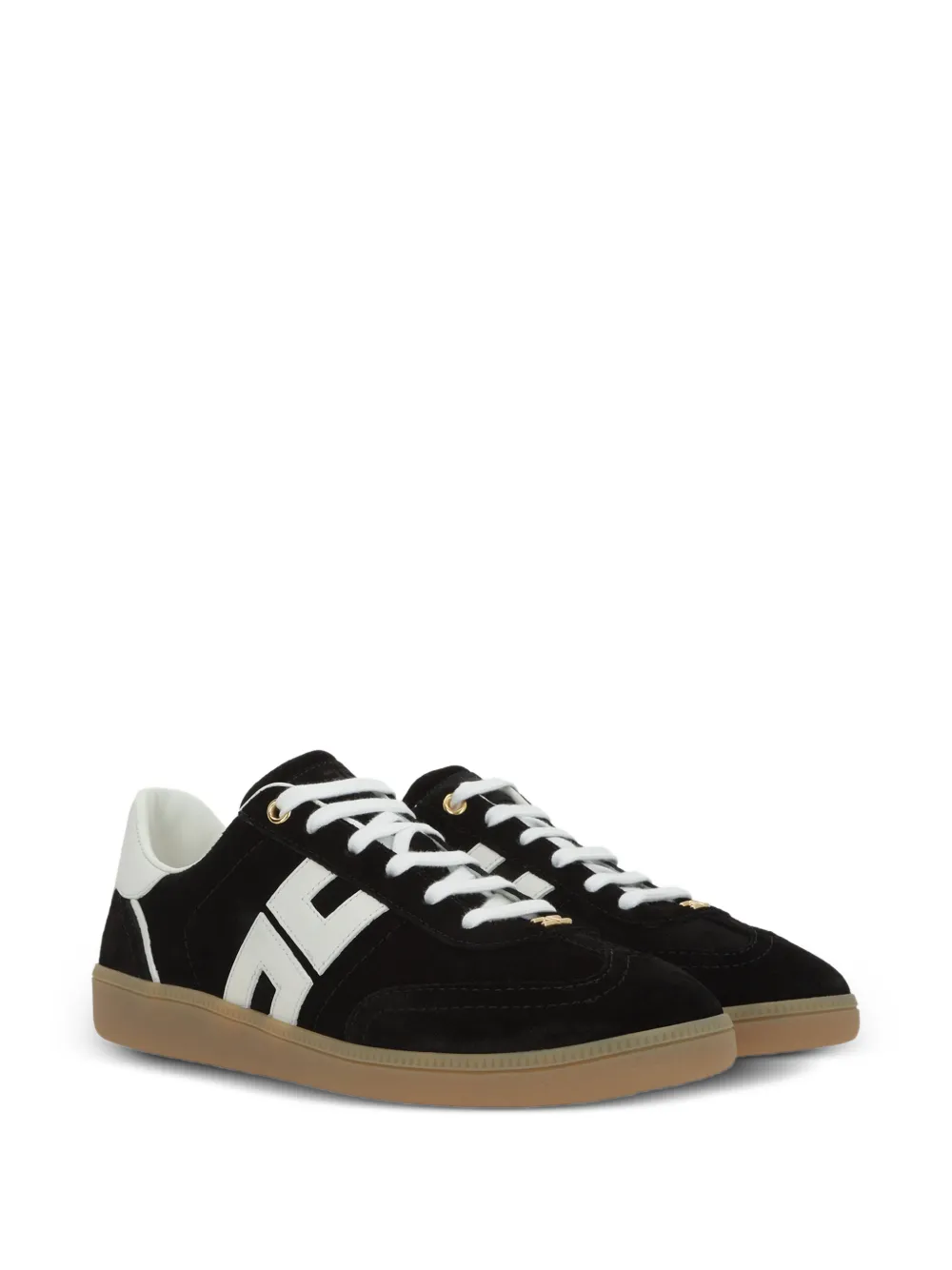 Elisabetta Franchi Suède sneakers met logo Zwart