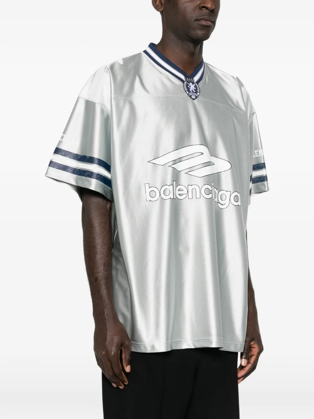 Balenciaga T-shirt met logo en V-hals Grijs