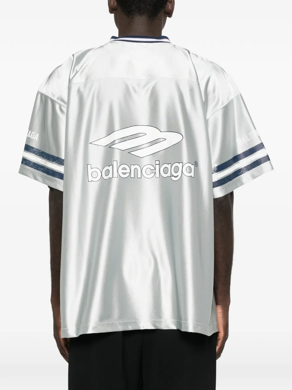 Balenciaga T-shirt met logo en V-hals Grijs