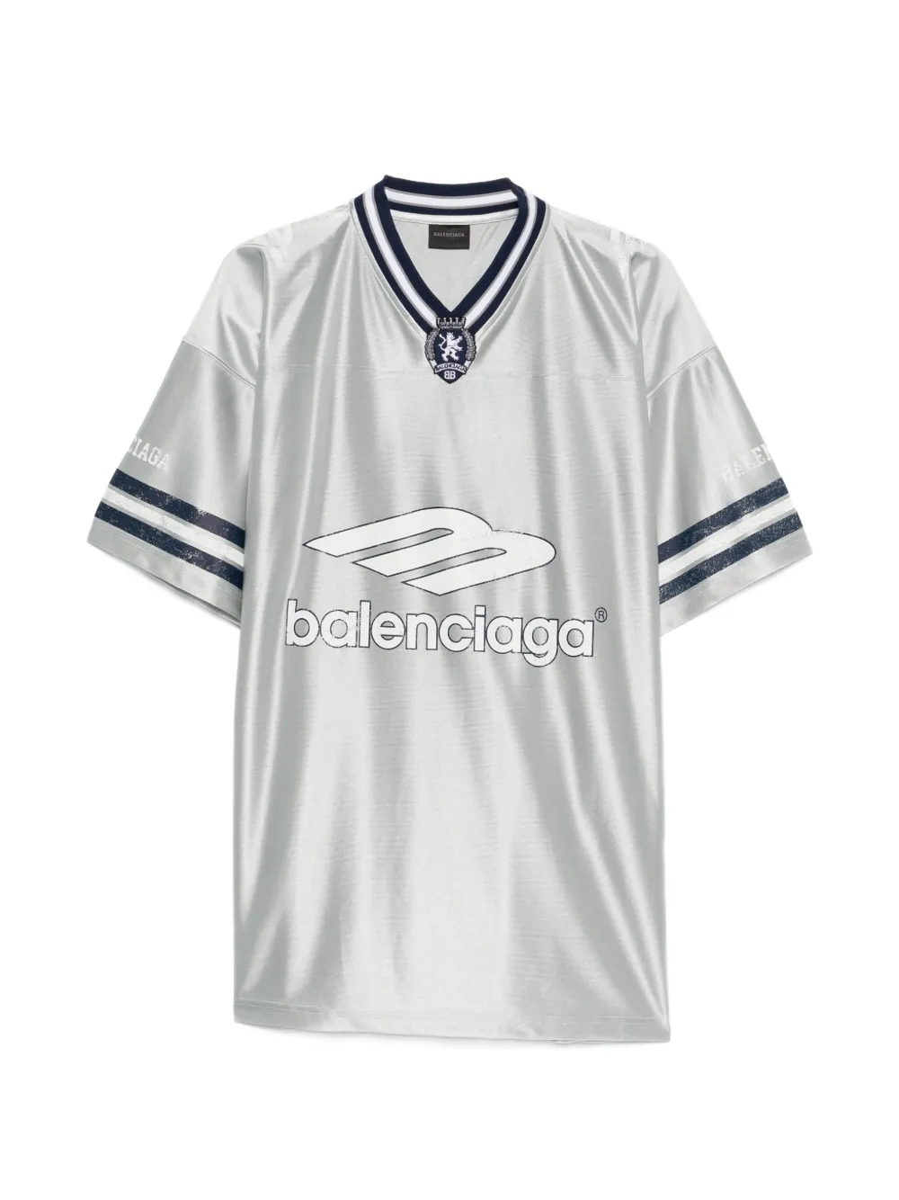 Balenciaga logo V-neck T-shirt - Grey