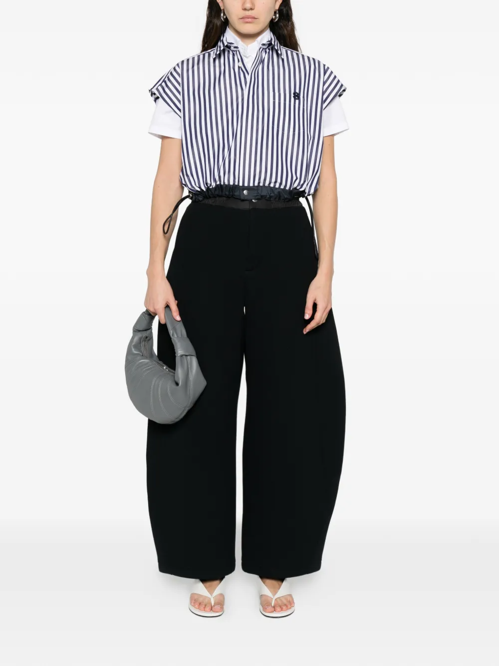 Sacai striped short sleeve shirt - Wit