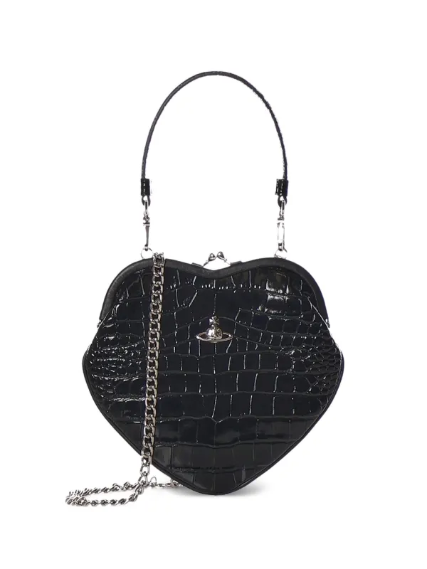 Vivienne Westwood Heart Embossed Leather Tote Bag in Black