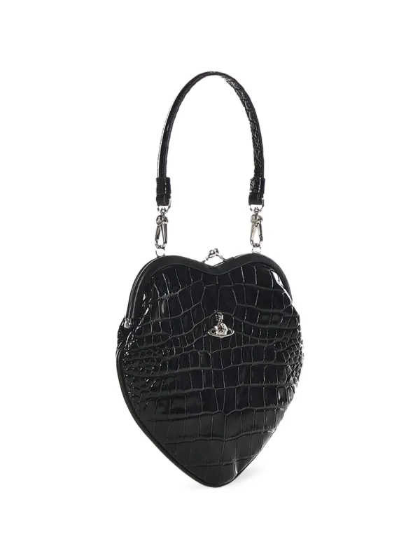 Vivienne Westwood Heart エンボスレザーハンドバッグ | ブラック 