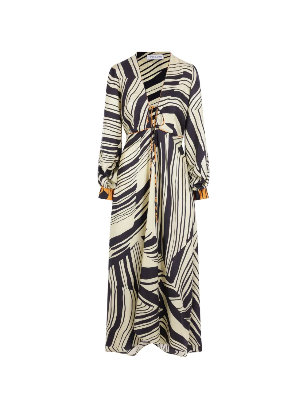 Raquel Diniz long-sleeve printed midi dress - Toni neutri