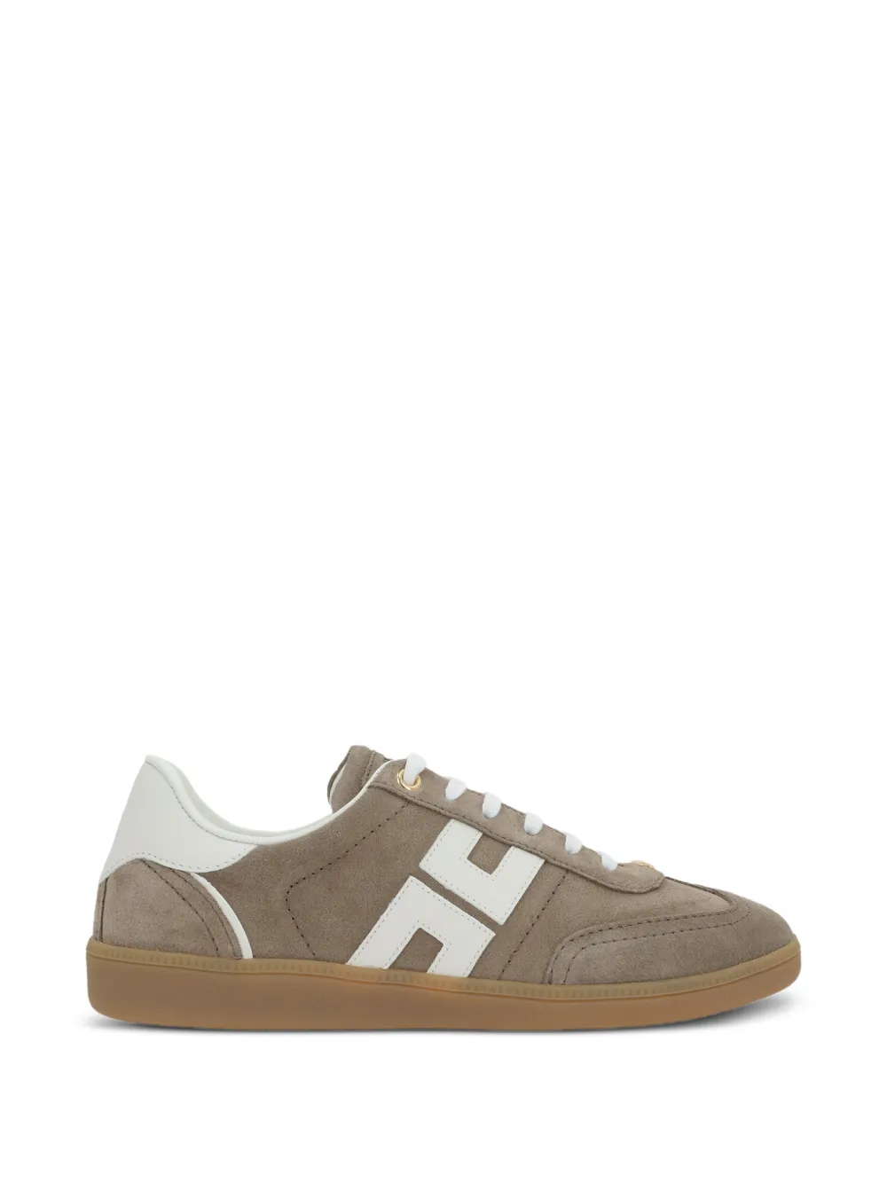 Elisabetta Franchi Suède sneakers met logo Beige