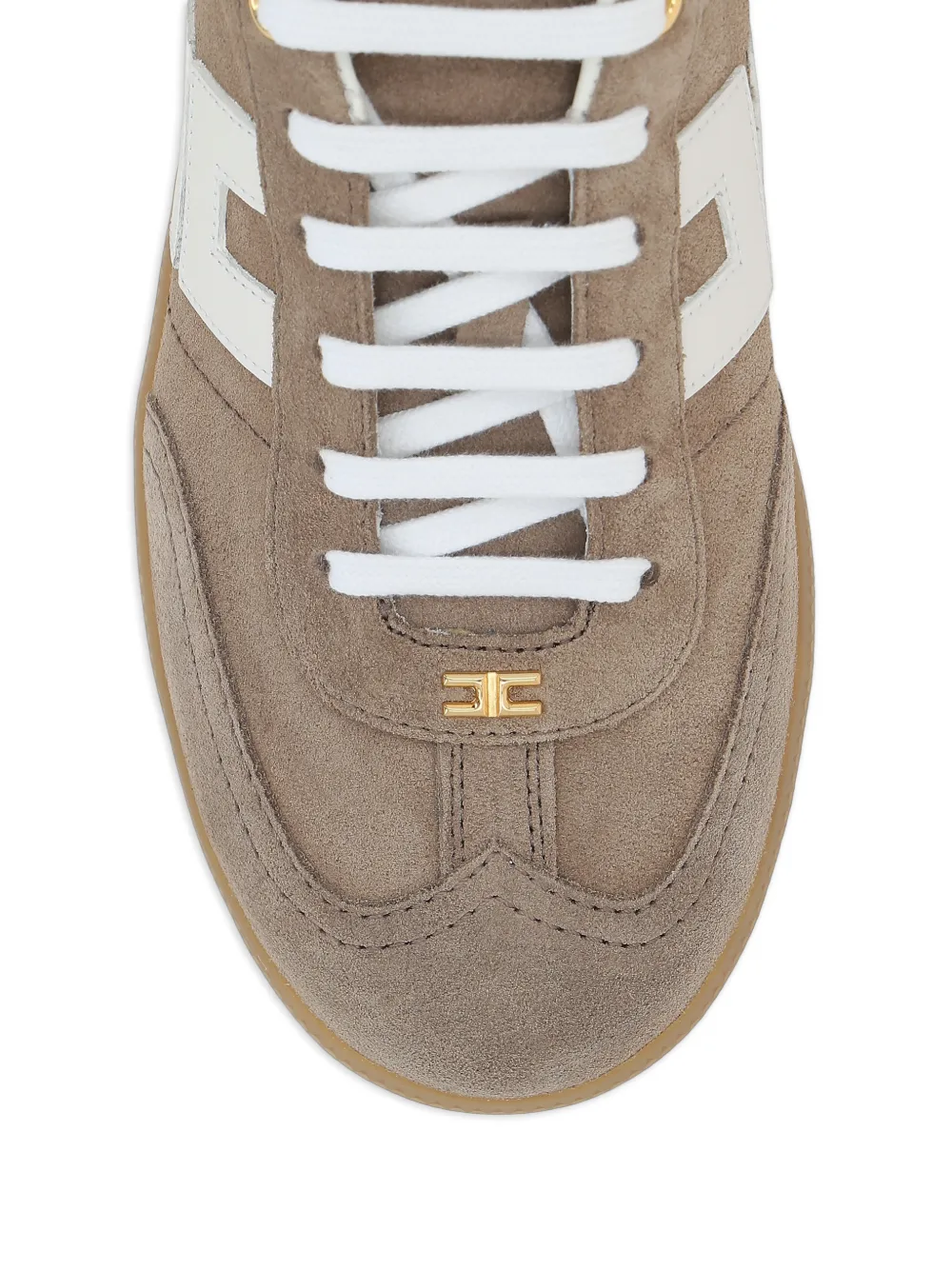 Elisabetta Franchi Suède sneakers met logo Beige