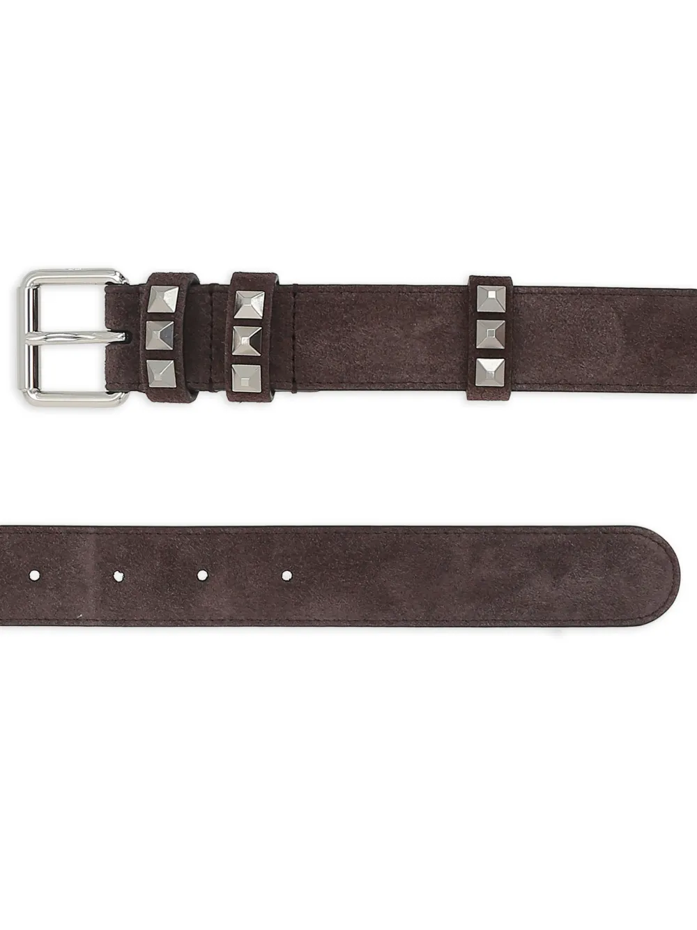  Valentino Garavani Studs Buckled Belt - Brown 