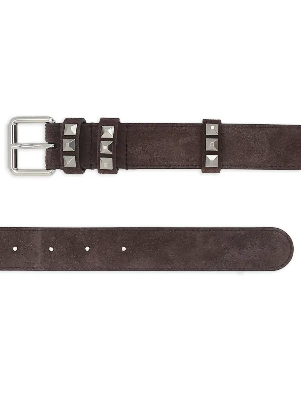 Valentino Garavani Studs Buckled Belt | Brown | FARFETCH display picture 3