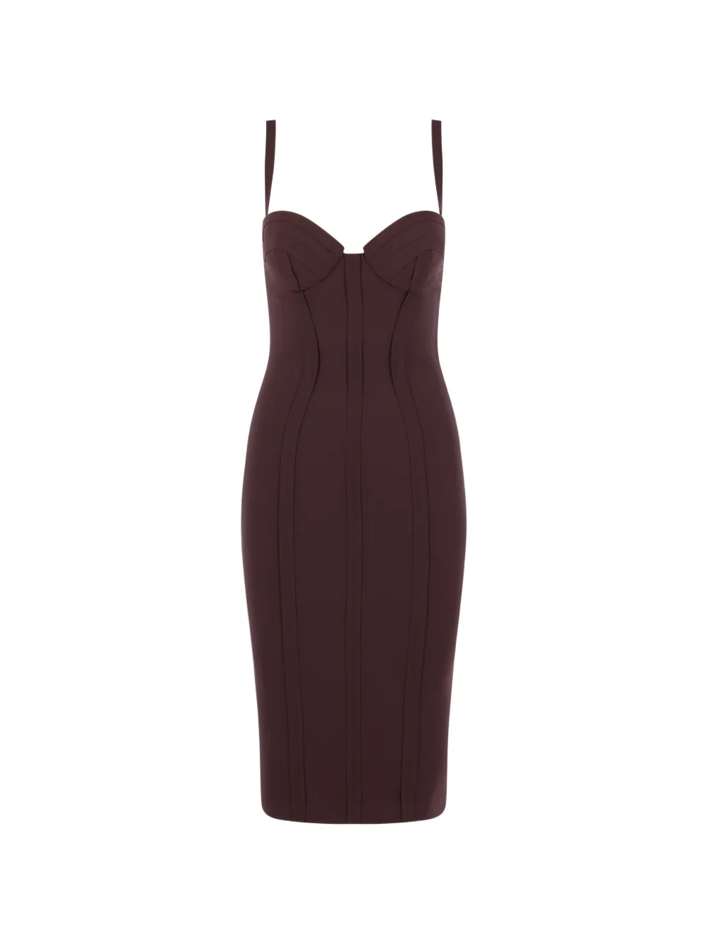Elisabetta Franchi sweetheart panelled midi dress - Marrone