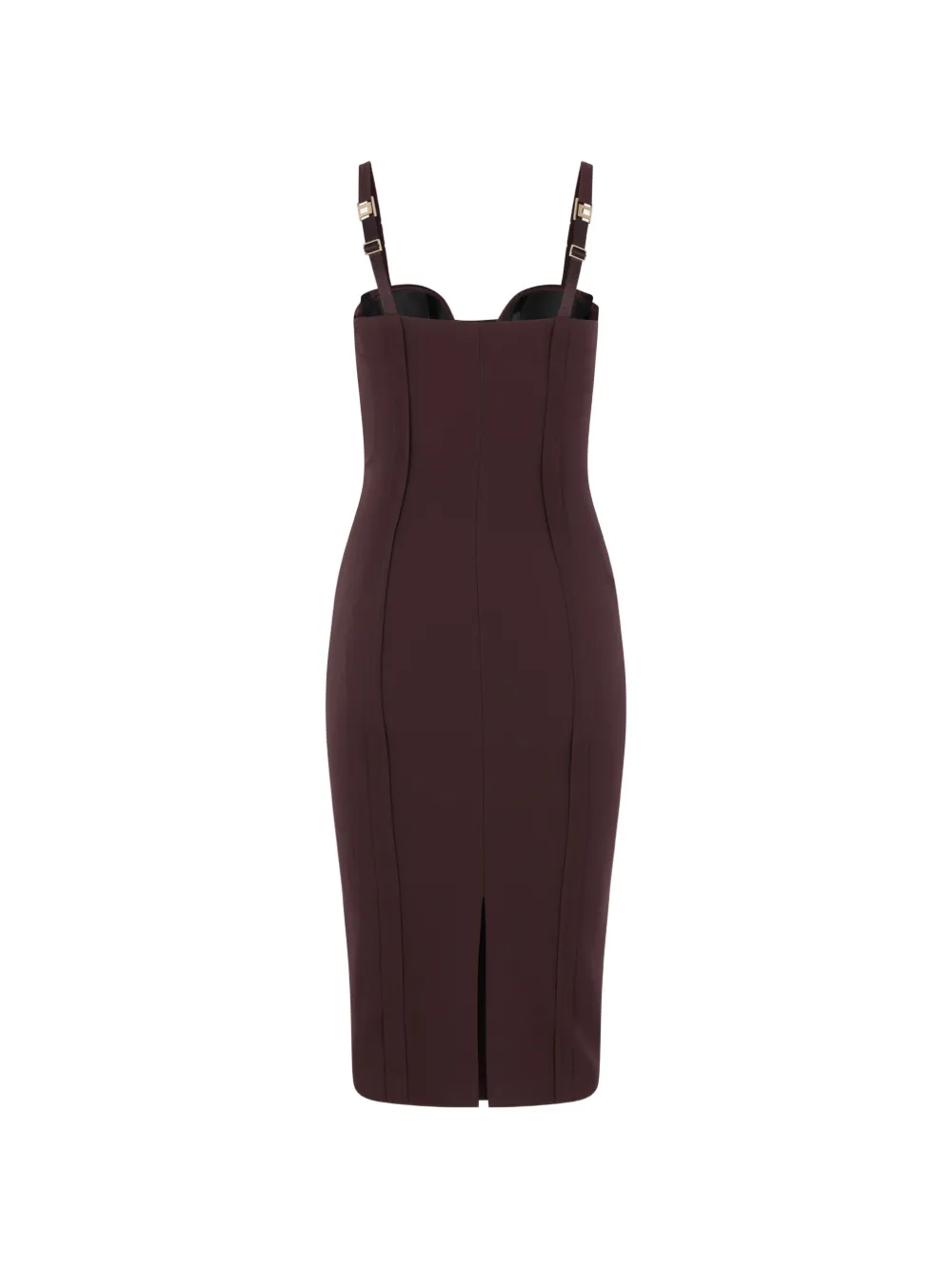 Elisabetta Franchi Midi-jurk met sweetheart-hals en vlakken Bruin