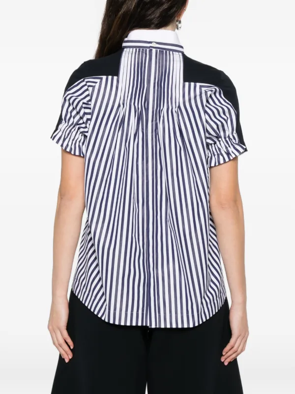 Sacai Stripe Pocket T-shirt | Blue | FARFETCH SG
