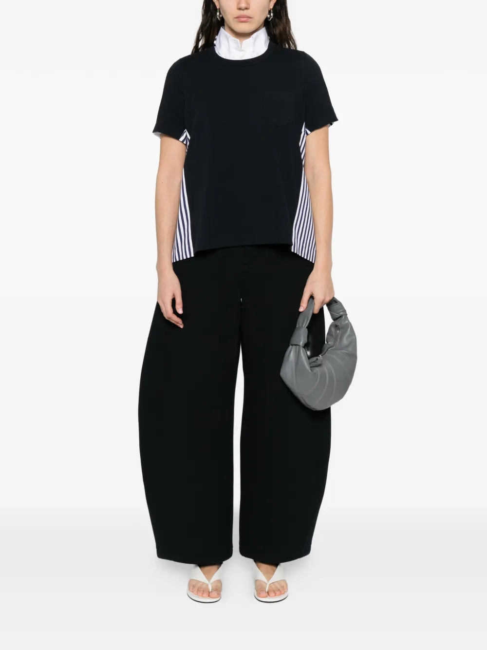 sacai Gestreept T-shirt met zak Blauw