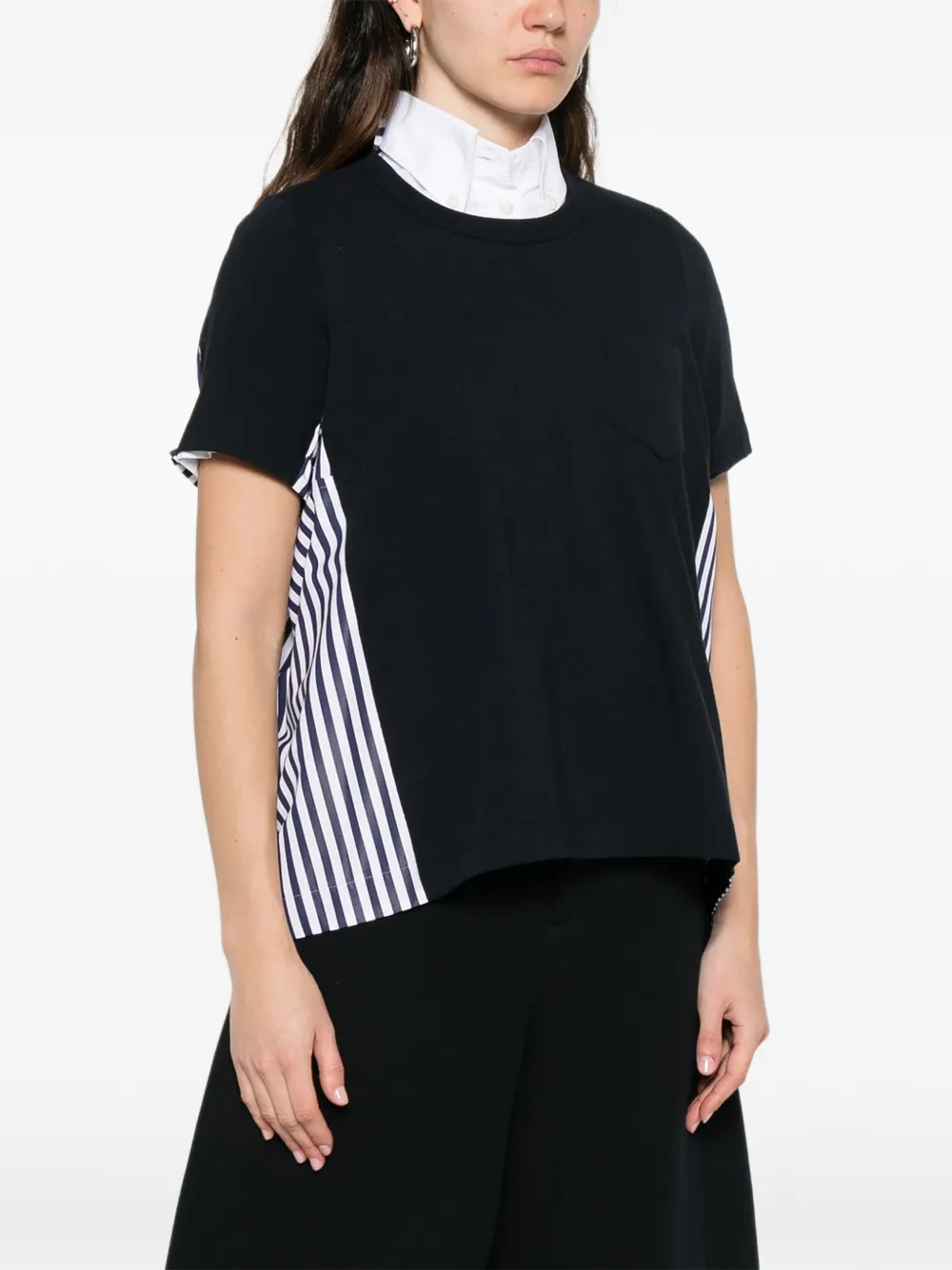 sacai Gestreept T-shirt met zak Blauw