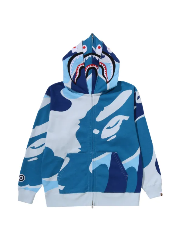 カモフラージュシャークデザインパーカー　水色 A BATHING APE® Camo Shark パーカー | ブルー | FARFETCH JP
