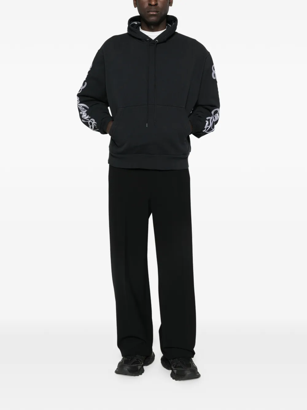 Balenciaga Hoodie met cursief logodetail Zwart