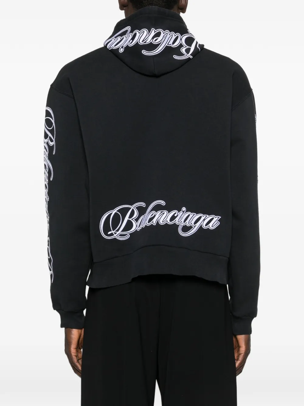 Balenciaga Hoodie met cursief logodetail Zwart