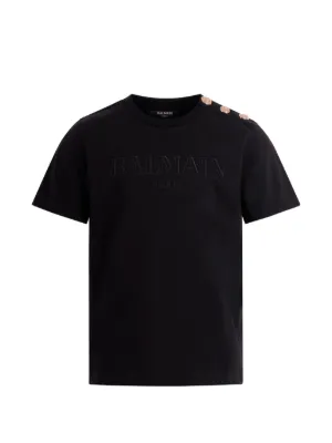 Moncler Enfant Logo Print Cotton T-shirt | Black | FARFETCH