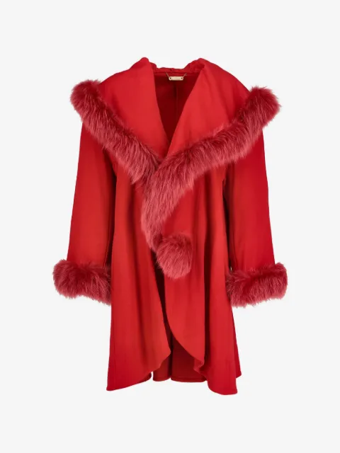 Vintage fur-detail open-front coat