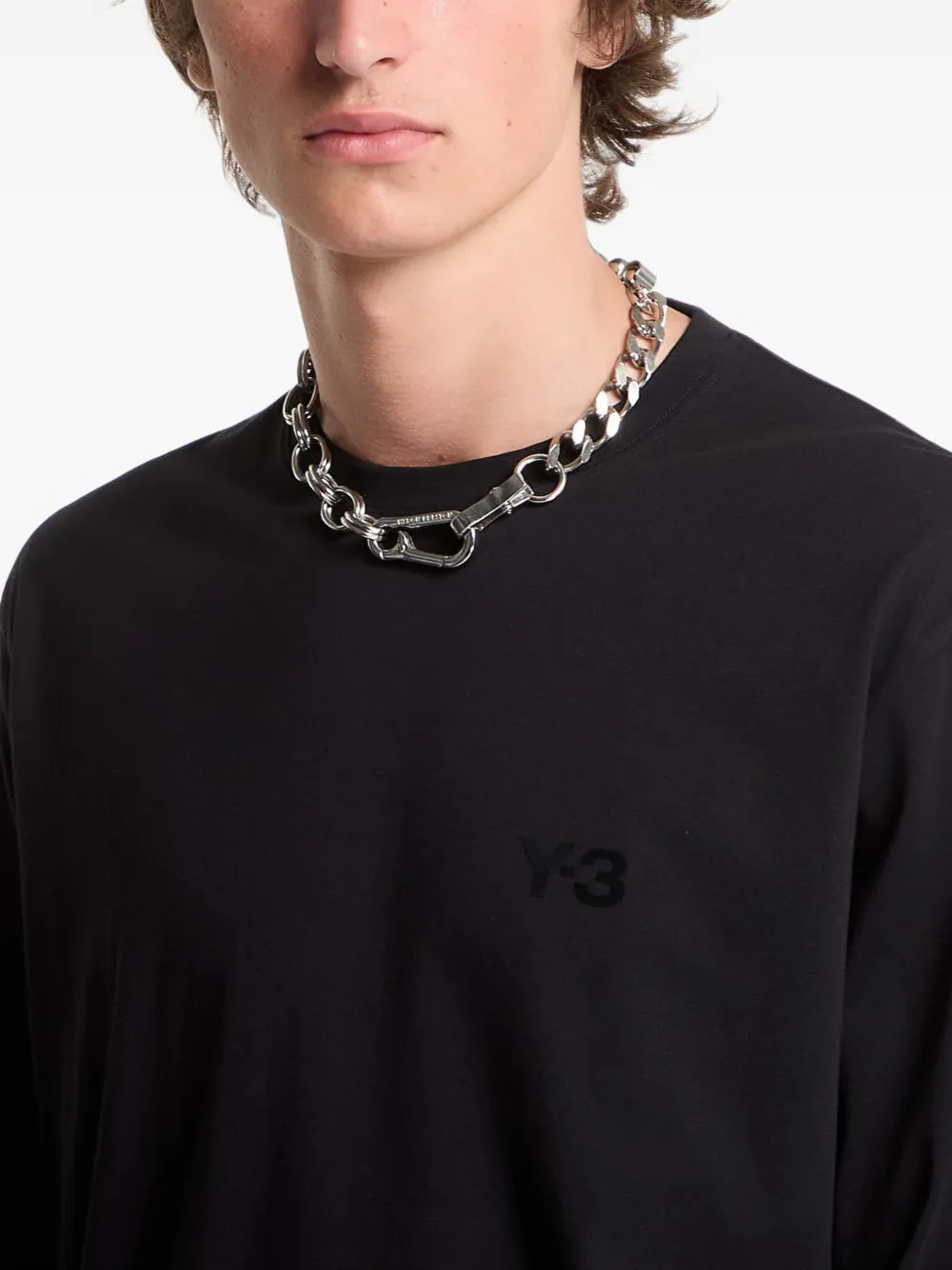 Y-3 T-shirt met lange mouwen en logo-print Zwart