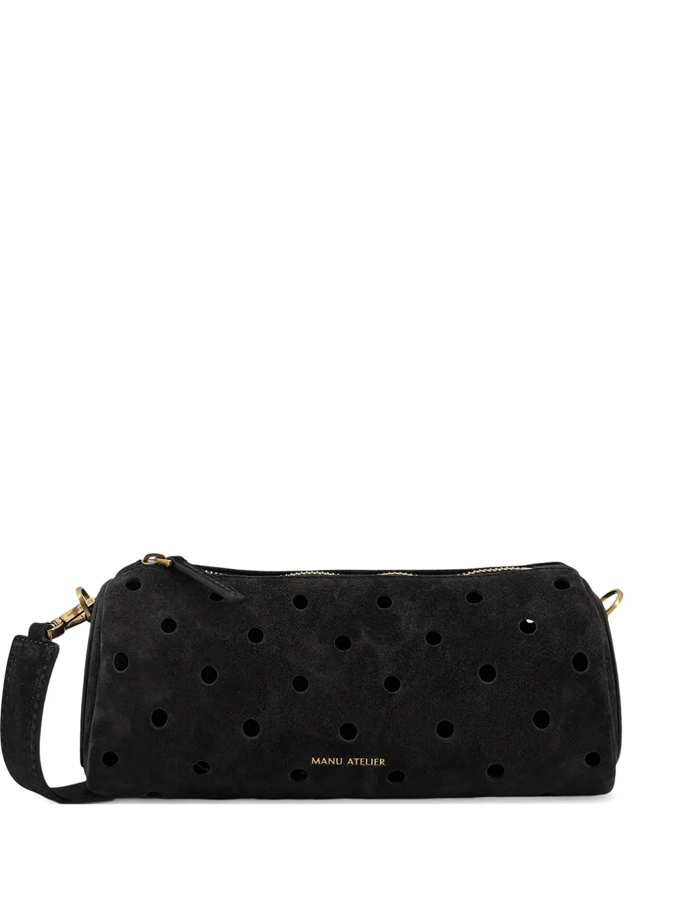 Manu Atelier mini Cylinder perforated shoulder bag - Nero