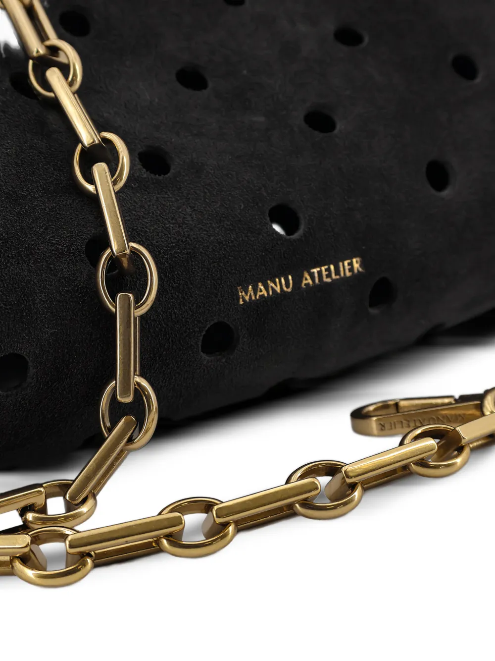 Manu Atelier Cylinder kleine geperforeerde schoudertas Zwart