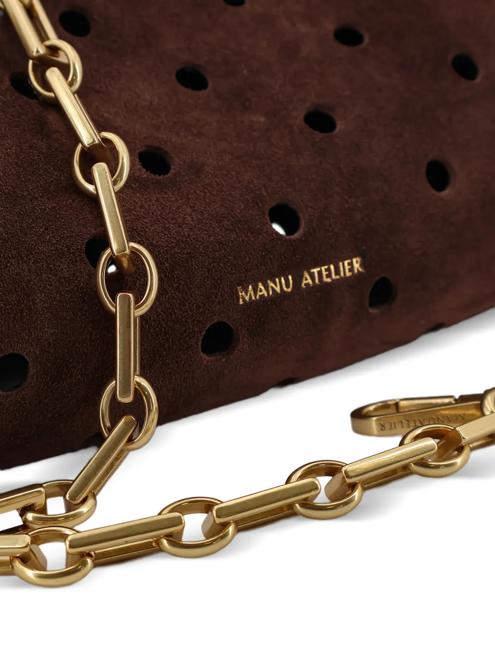 Manu Atelier Cylinder kleine geperforeerde schoudertas Bruin