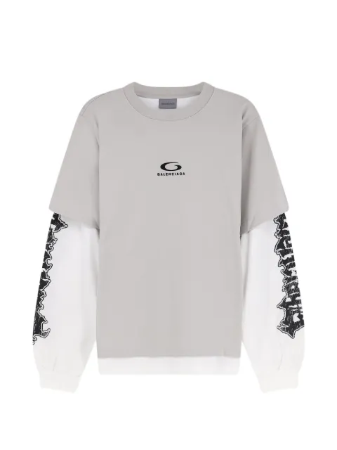 Balenciaga layered-sleeve logo-embroidered t-shirt