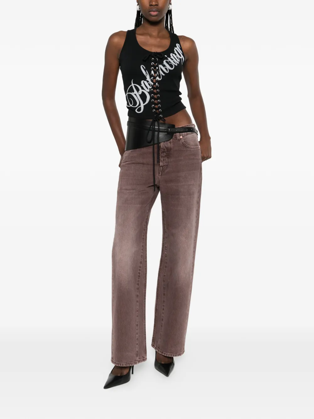  Balenciaga Débardeur à Détail De Logo à Lacets - Noir 