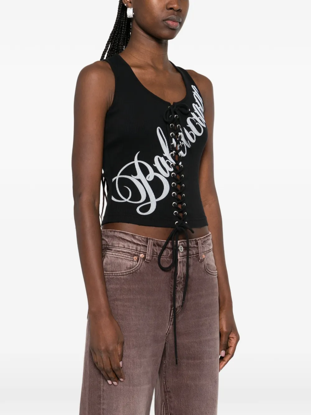  Balenciaga Débardeur à Détail De Logo à Lacets - Noir 