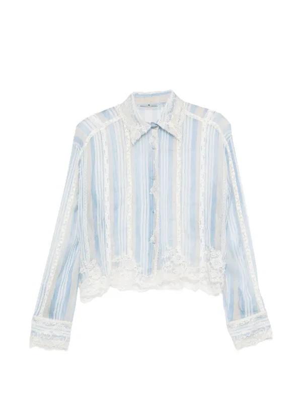 Ermanno Scervino レース ストライプ ブラウス | ブルー | FARFETCH JP