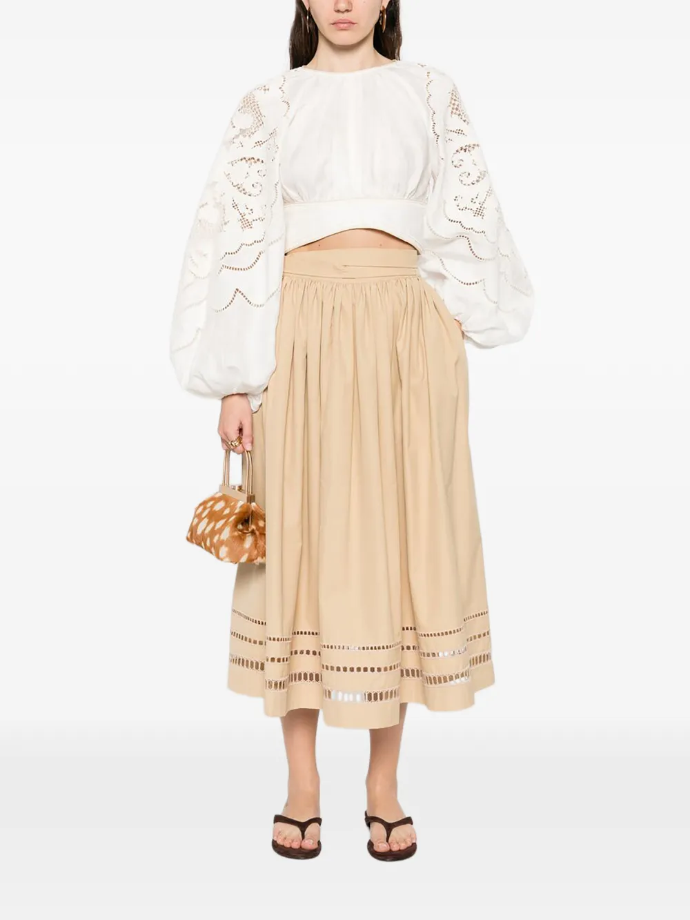  Ermanno Scervino Tie-waist Midi Skirt - Neutrals 