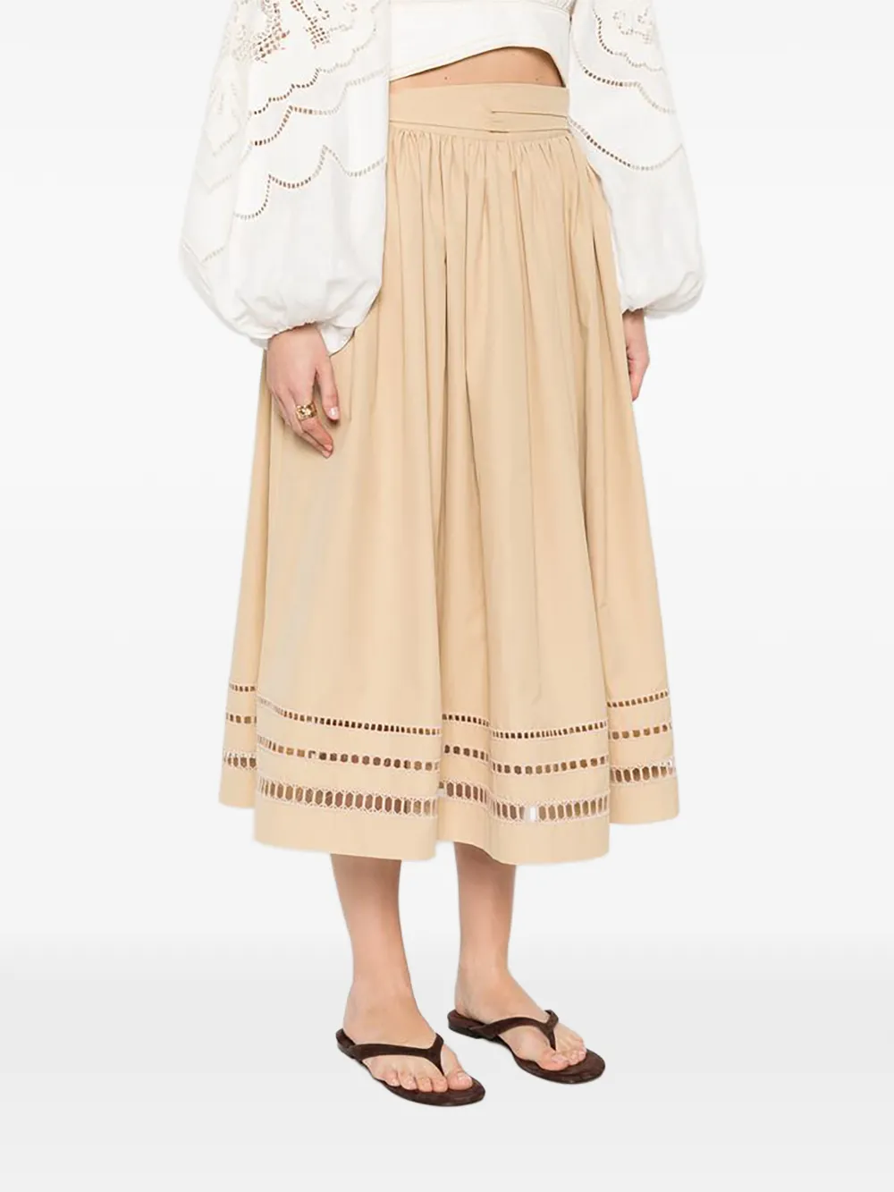  Ermanno Scervino Tie-waist Midi Skirt - Neutrals 