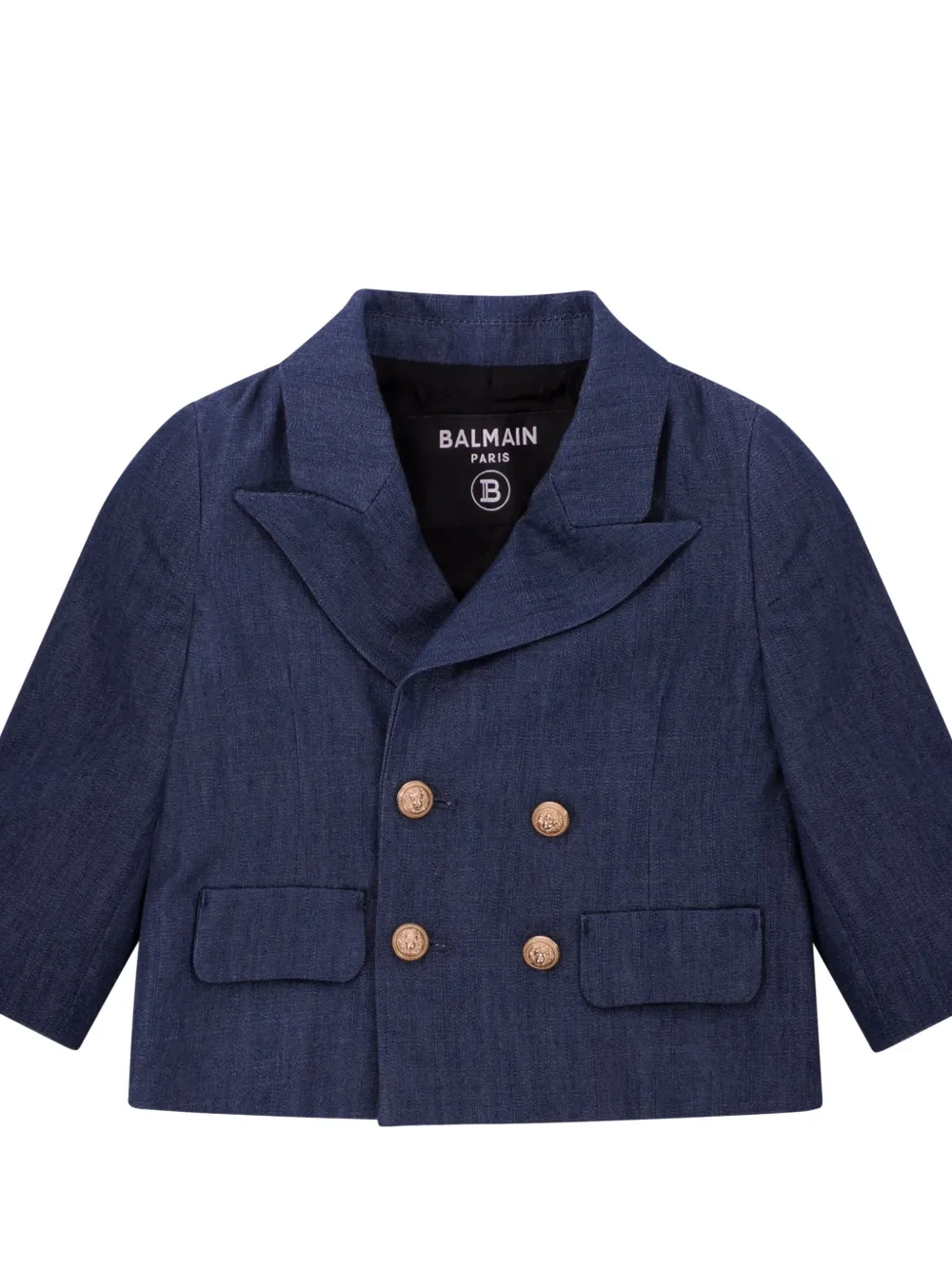  Balmain Kids Double-breasted Button Jacket - Blue 