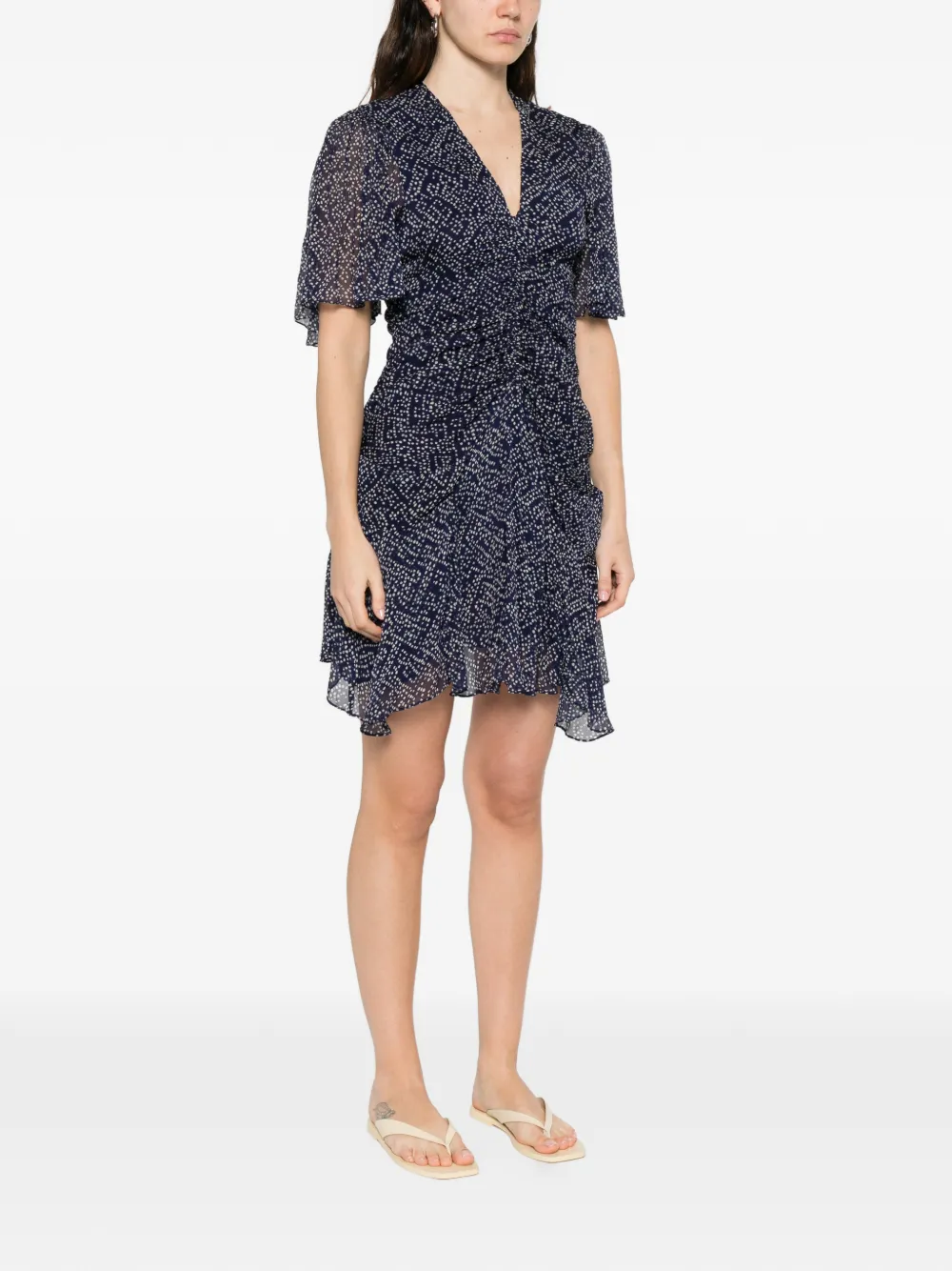 Etoile Vivienne printed V-neck mini dress - Blauw