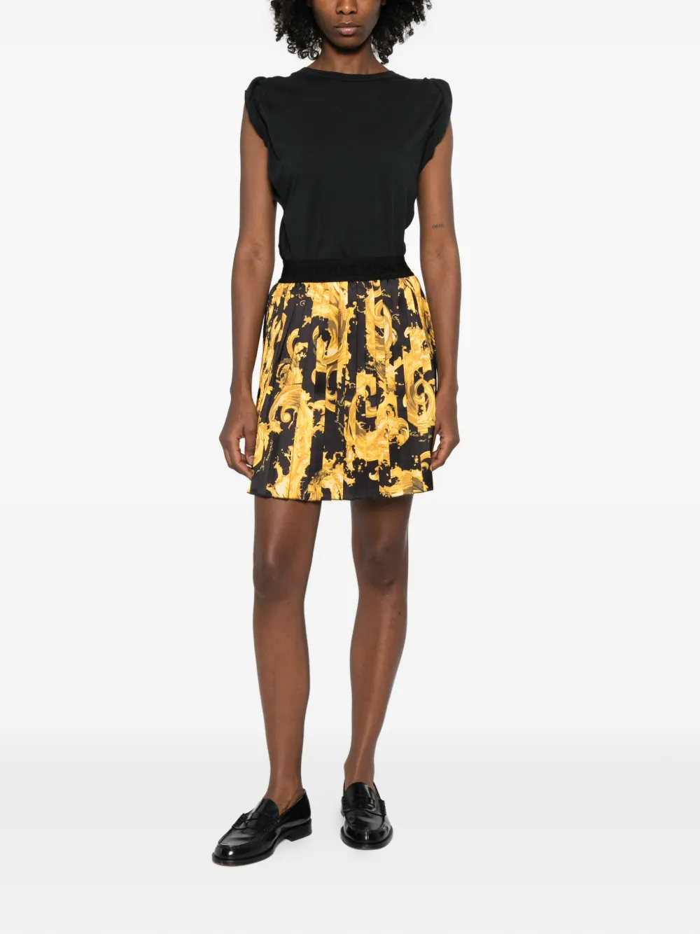 Versace Jeans Couture pleated pattern short skirt - Zwart