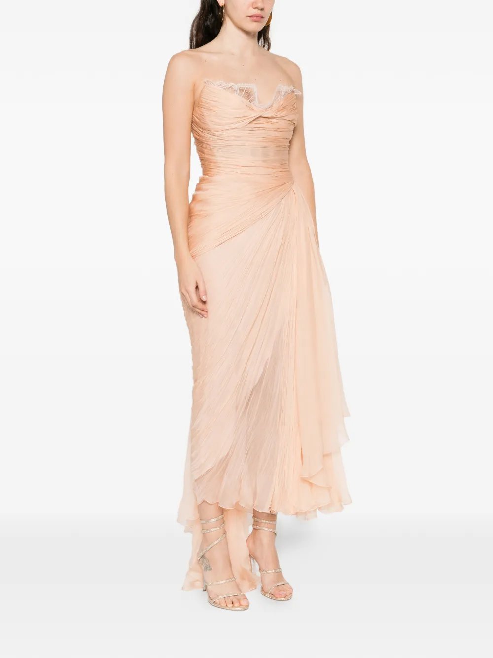 Maria Lucia Hohan Jolie strapless ruffled midi dress - Beige