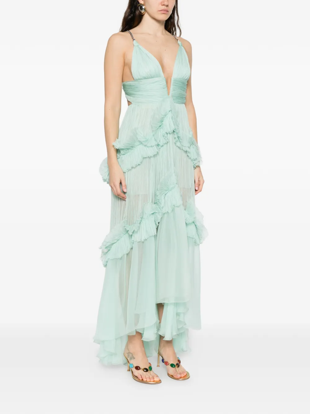 Maria Lucia Hohan Ruffled Maxi Dress - Green 
