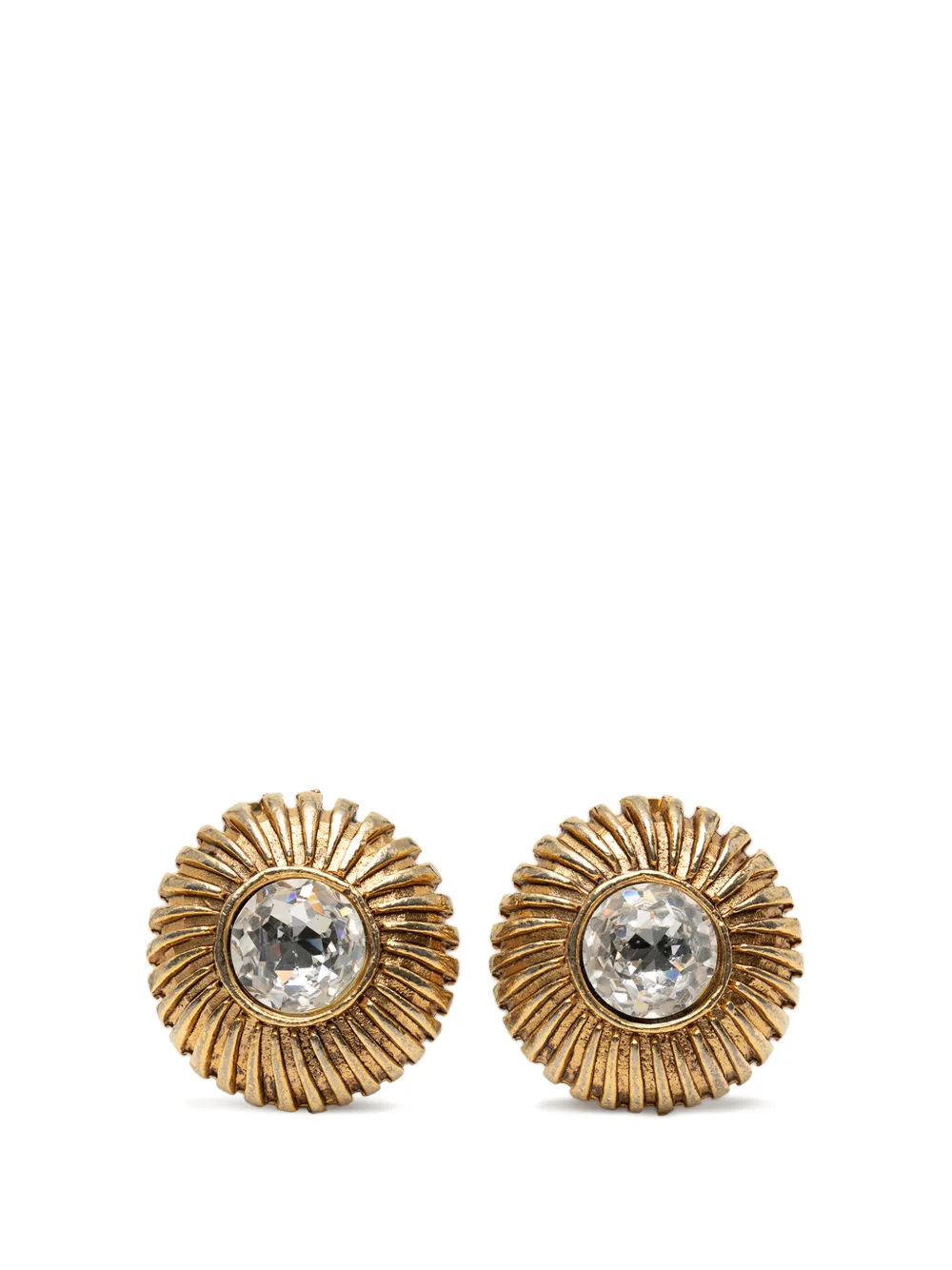 CHANEL Pre-Owned 1970-1980 vergoldete Sunburst Ohrclips mit Strass