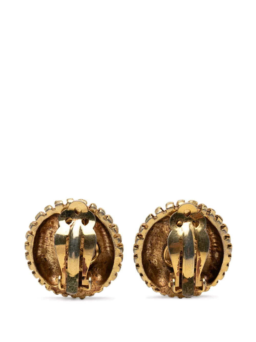 1970-1980 Gold Plated Rhinestone Sunburst Clip On Earrings Costume Earrings