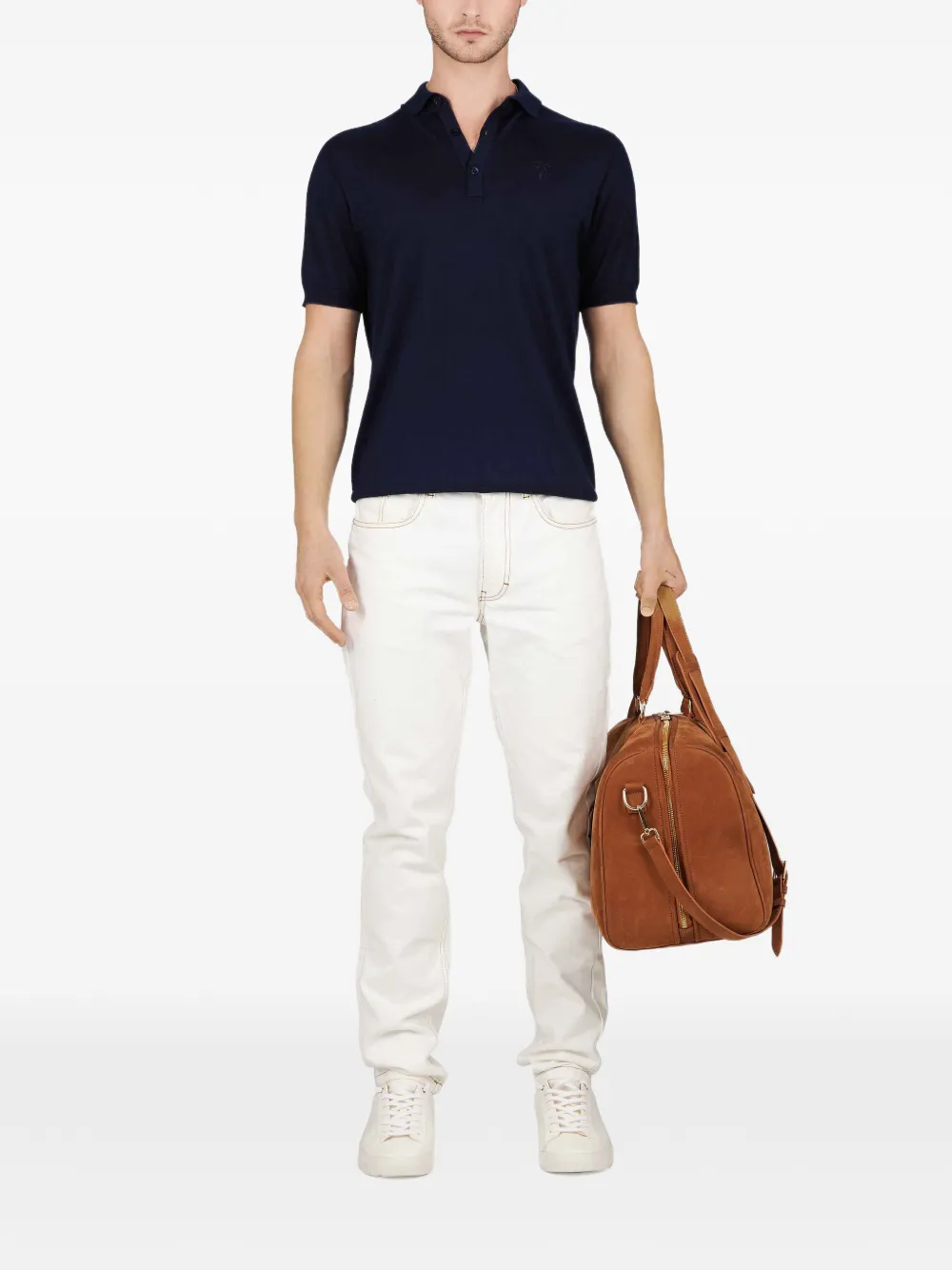 PLACE OF &Euml;LMS Amalfi poloshirt met borduurwerk en korte mouwen - Blauw