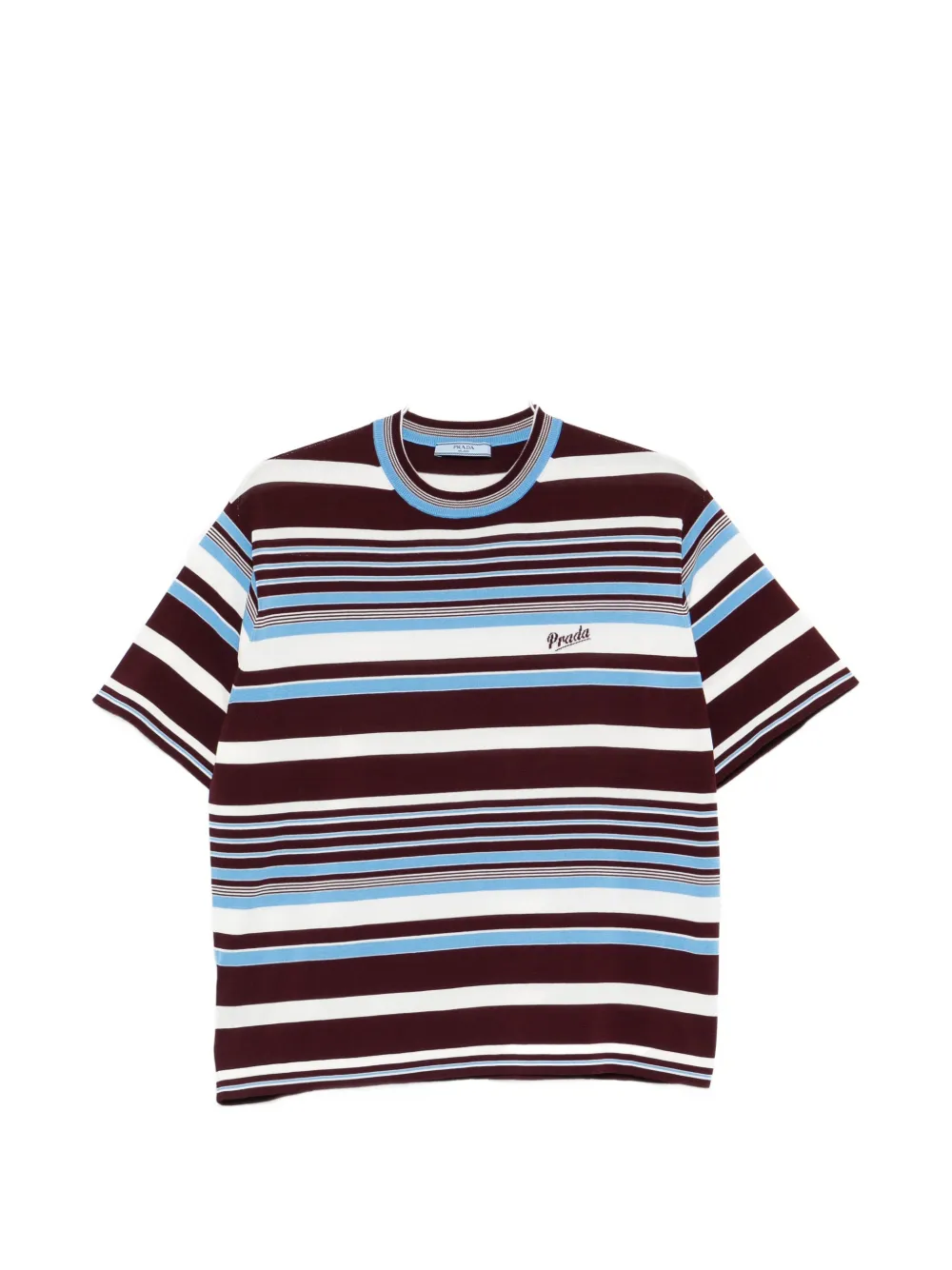 Prada striped embroidered T-shirt - Marrone