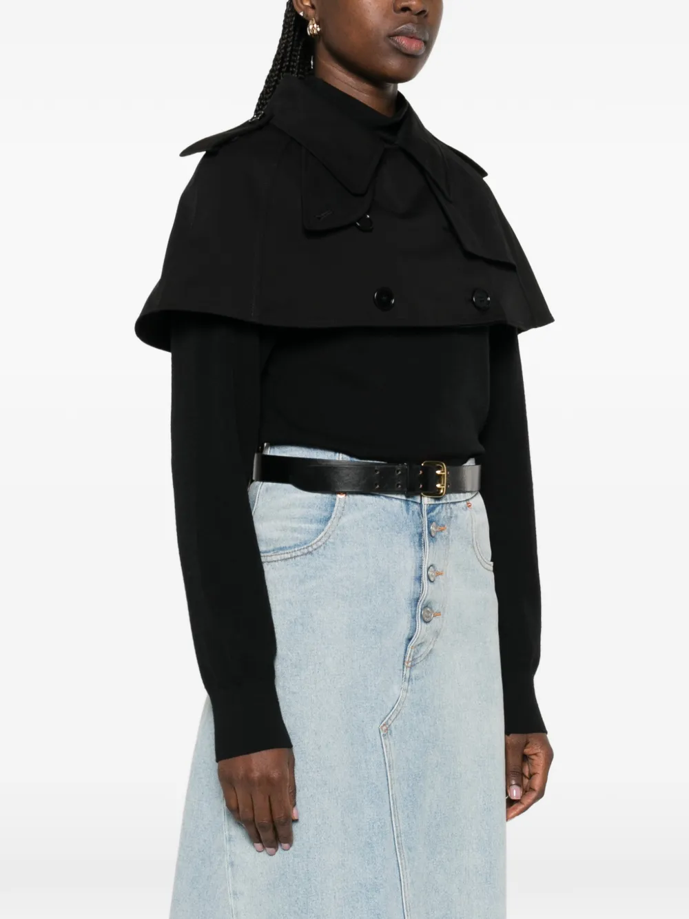  Burberry Collared Trench-style Cropped Jacket - Black 