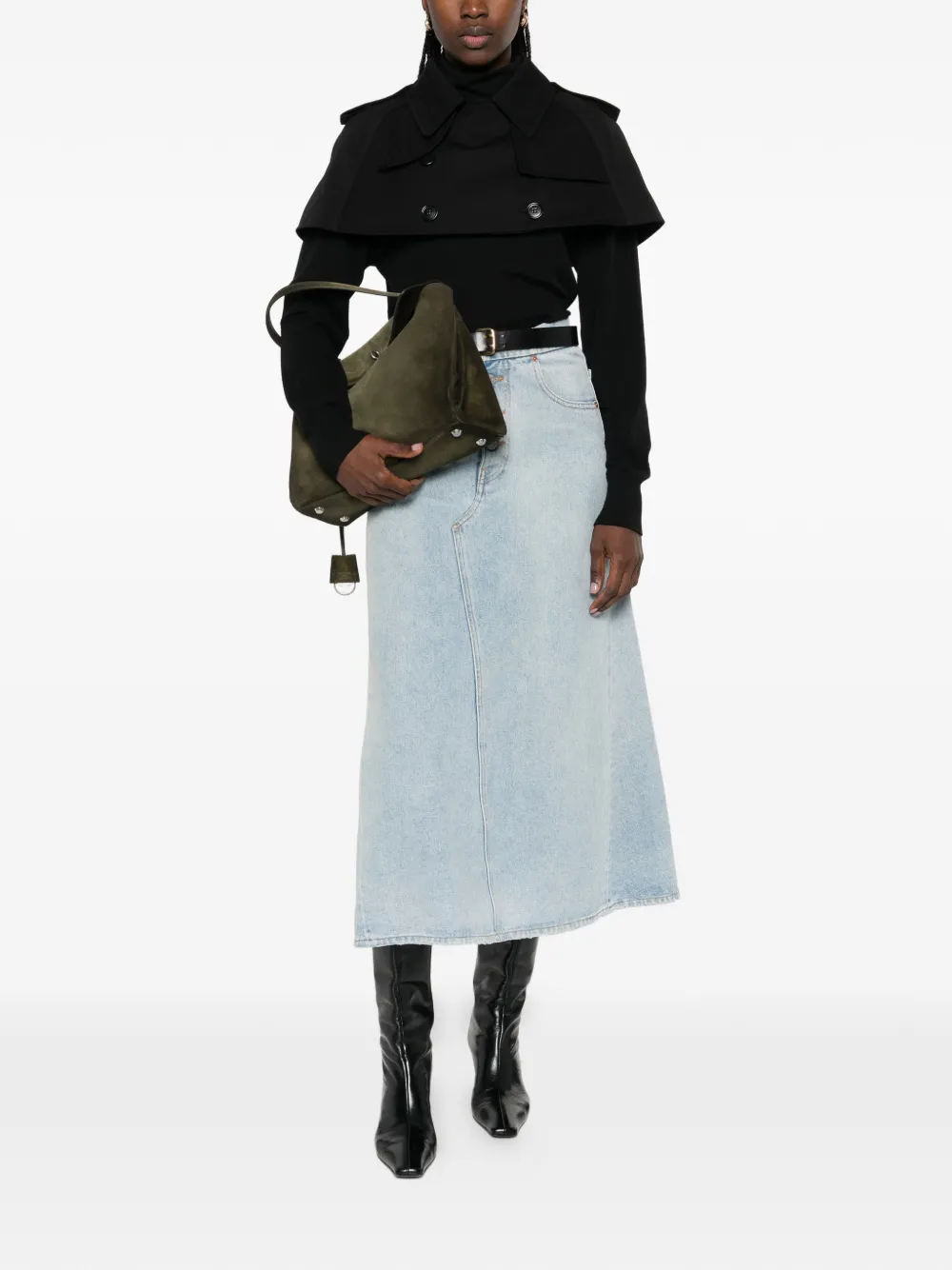  Burberry Collared Trench-style Cropped Jacket - Black 