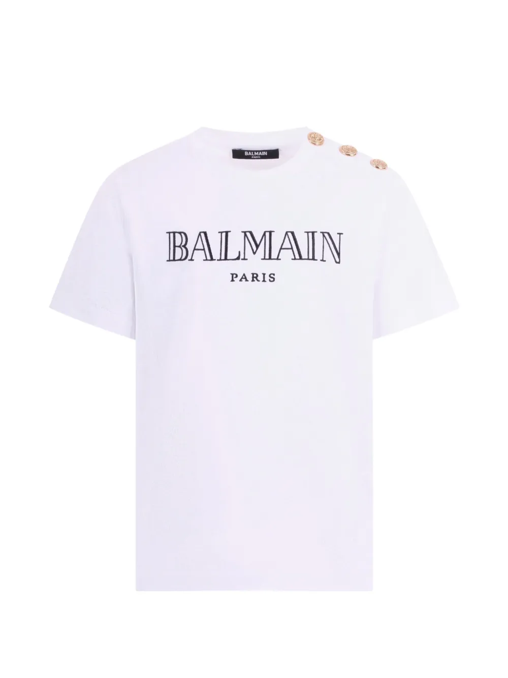 Balmain Kids button logo-embroidery T-shirt - Bianco