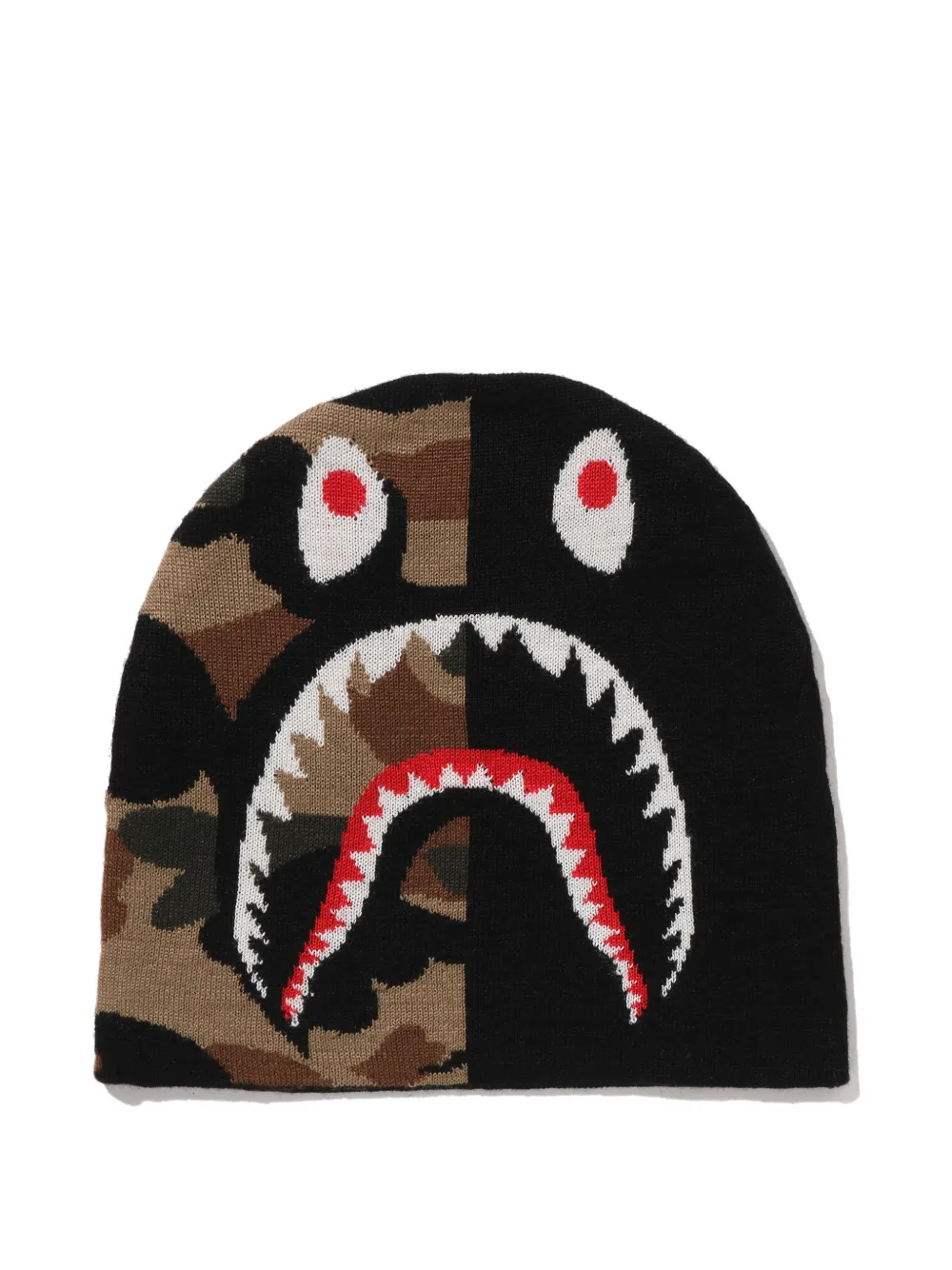 A BATHING APE camouflage shark beanie hat - Zwart